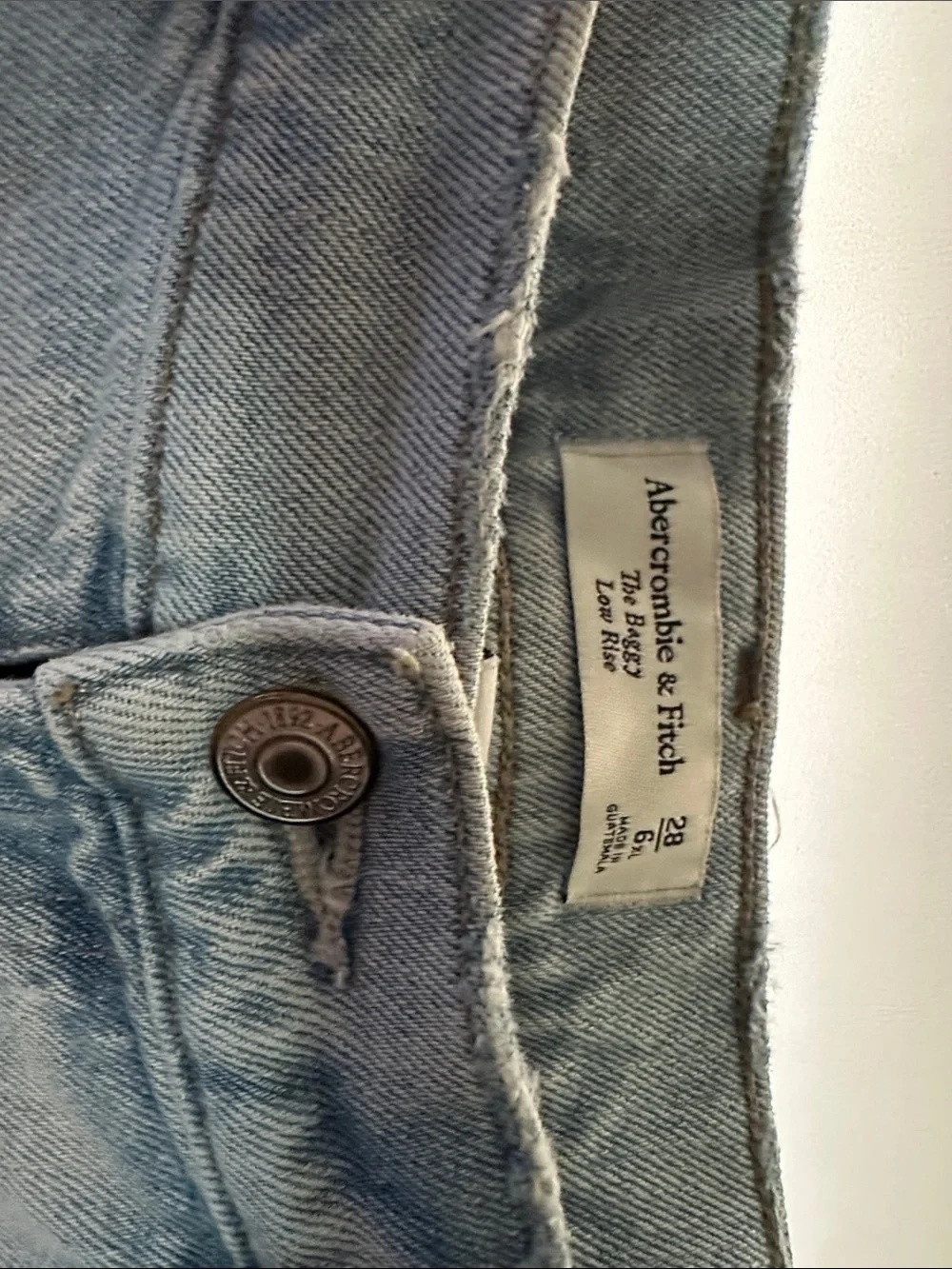 Abercrombie & Fitch Light Blue Straight Jeans with Knee Rips